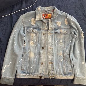 Distressed jean jacket